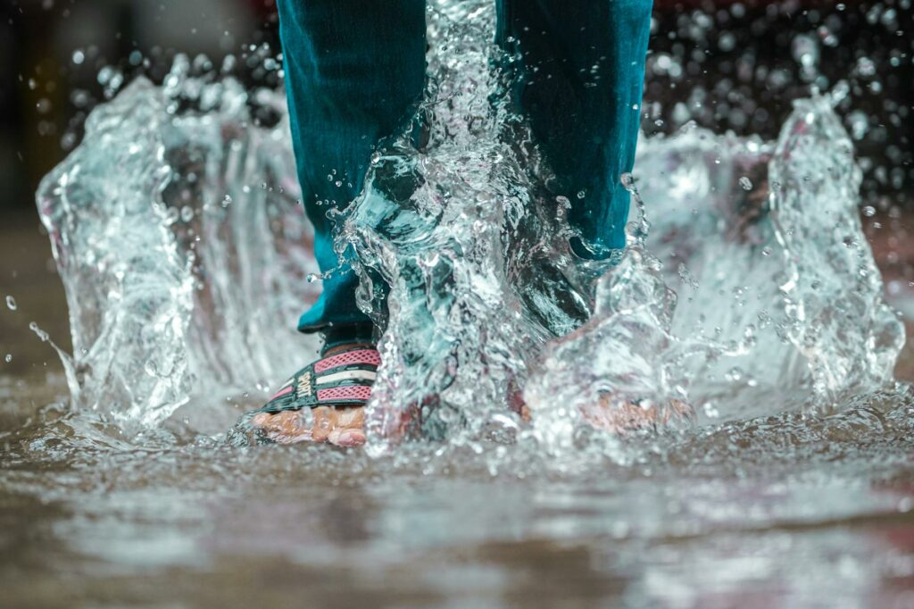 person splashing water