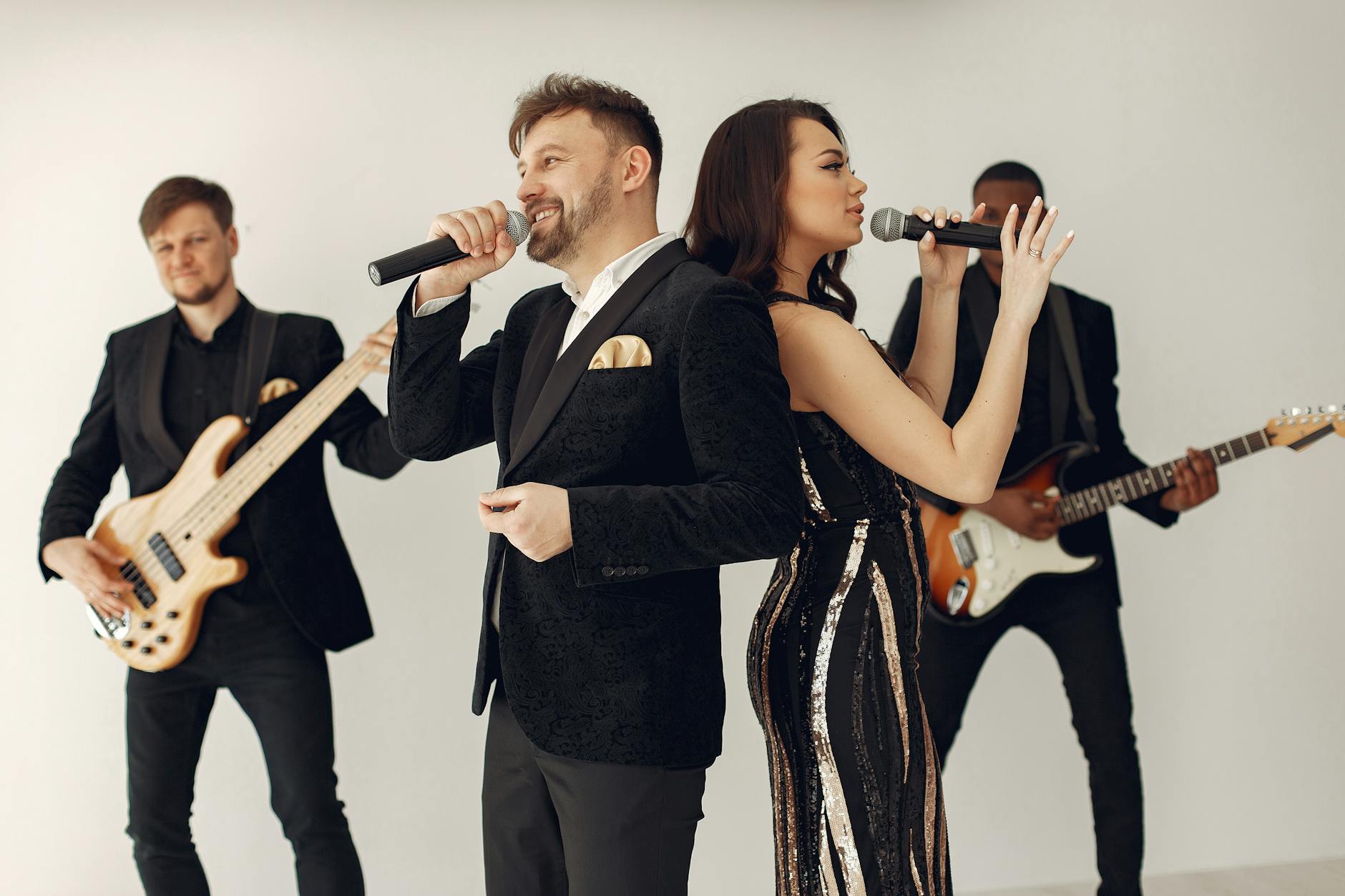 group of people performing in a concert